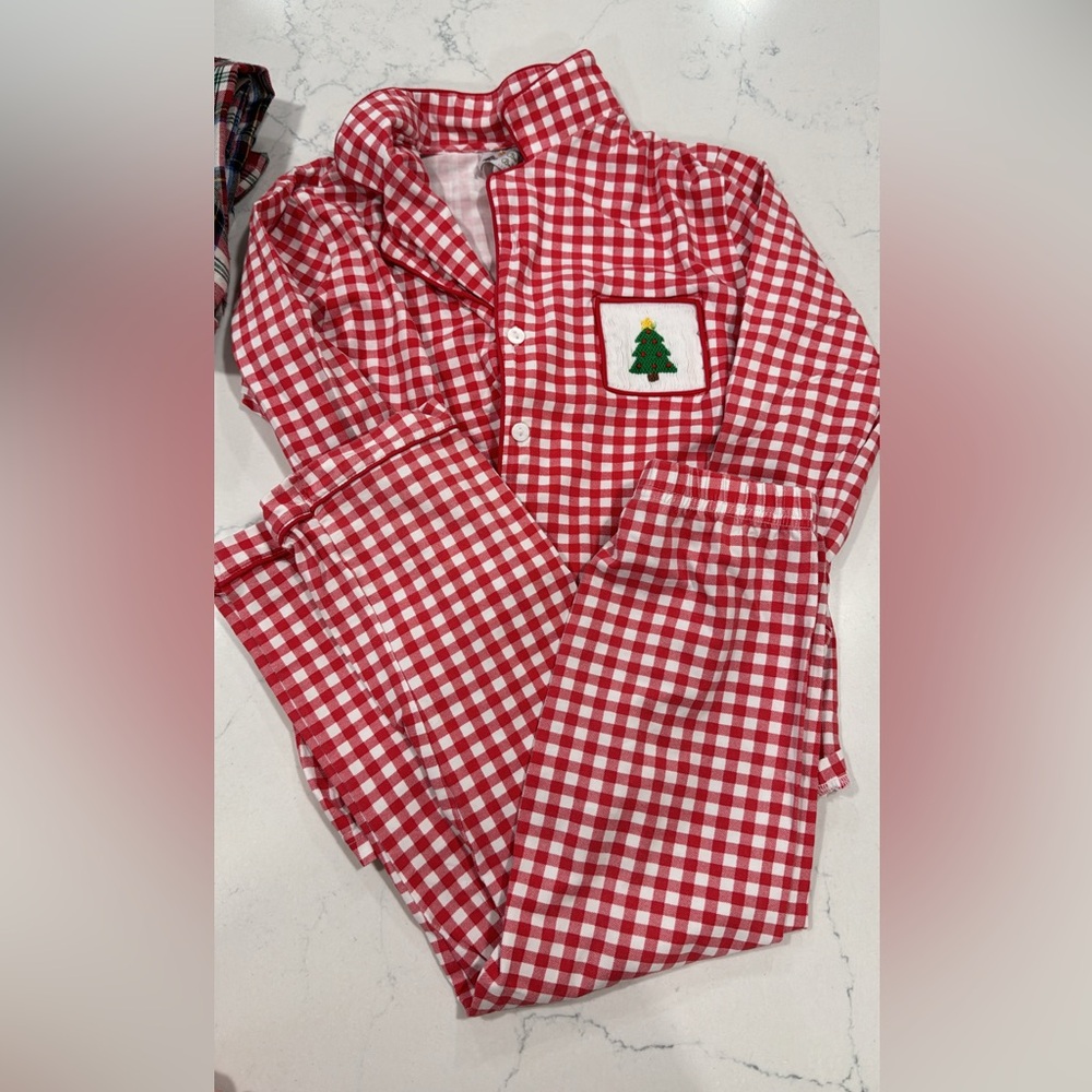 Boys Smocked Christmas Tree Pajamas